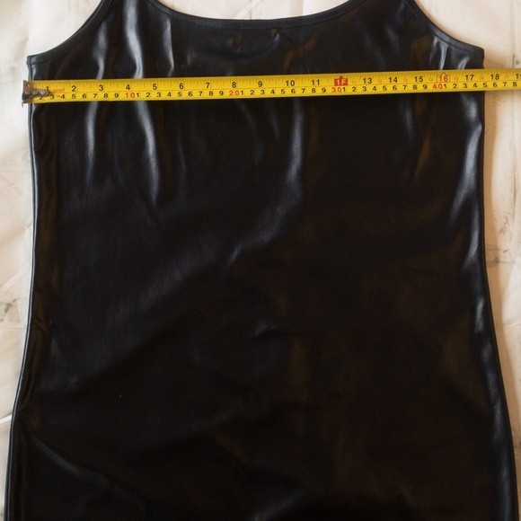 Sarah Pacini Black Knee-Length Dress Faux Leather Tunic made in Italy! - Picture 12 of 12